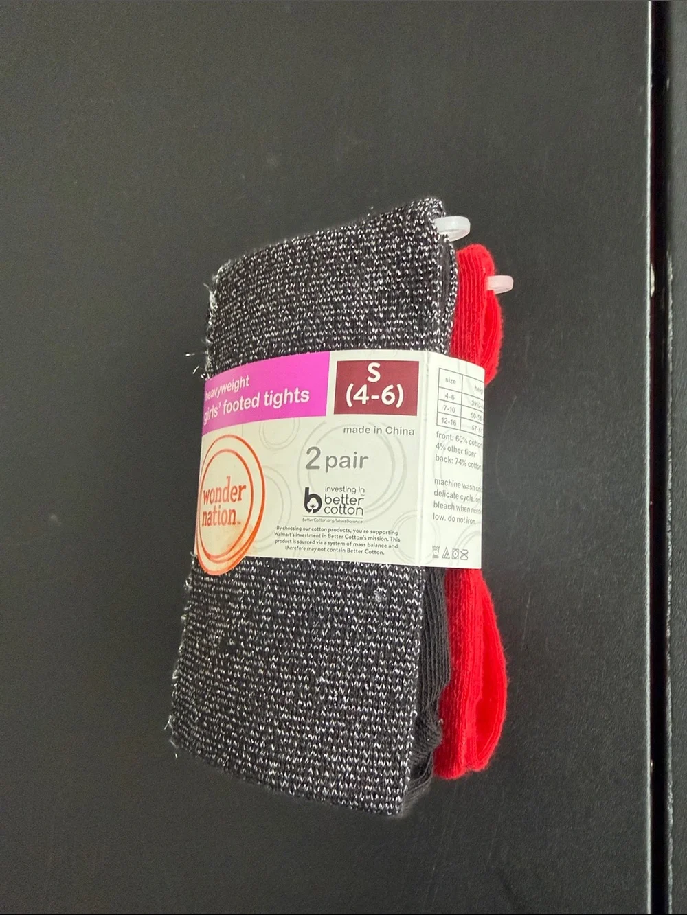 wonder nation Black Speckle & Red Girls' Footed Tights - 2 Pack